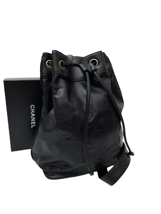 Chanel Handbags - Chanel Lambskin CC Logo Drawstring Shoulder Bag Black
